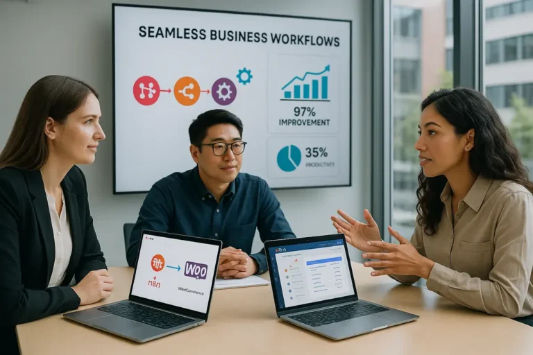 Illustration of no-code AI tools optimizing business workflows