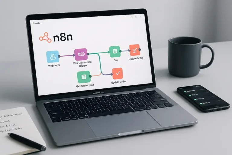 Illustration of n8n assisting in WooCommerce order automation