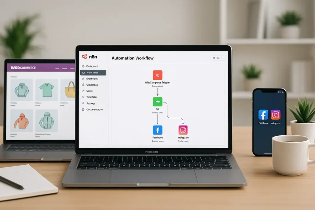 Automated WooCommerce social media posting using n8n workflow