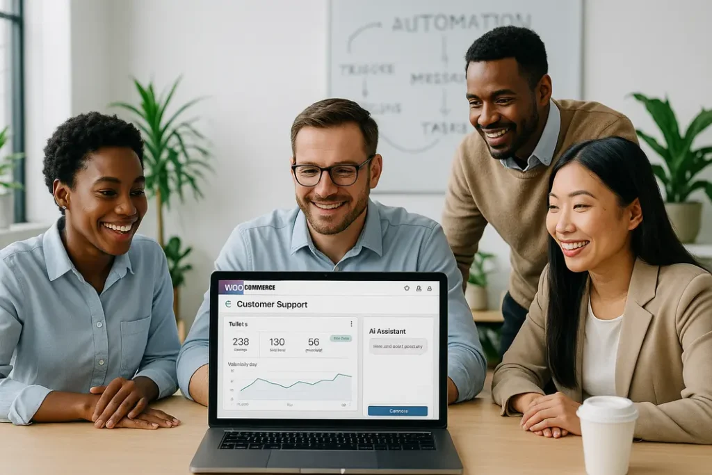 Illustration of AI automation in WooCommerce customer support